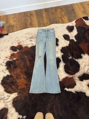 Bluenotes Light Blue Flared Jeans with Knee Distress